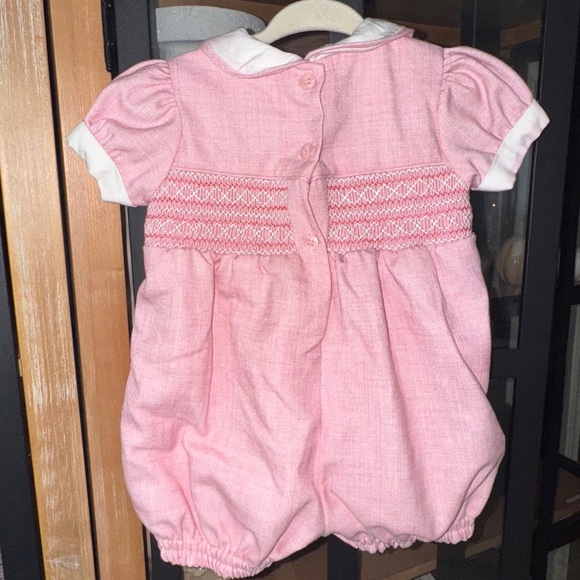 Rachel Riley smocked romper baby girl shortall peter pan collar embroidered - Picture 5 of 8